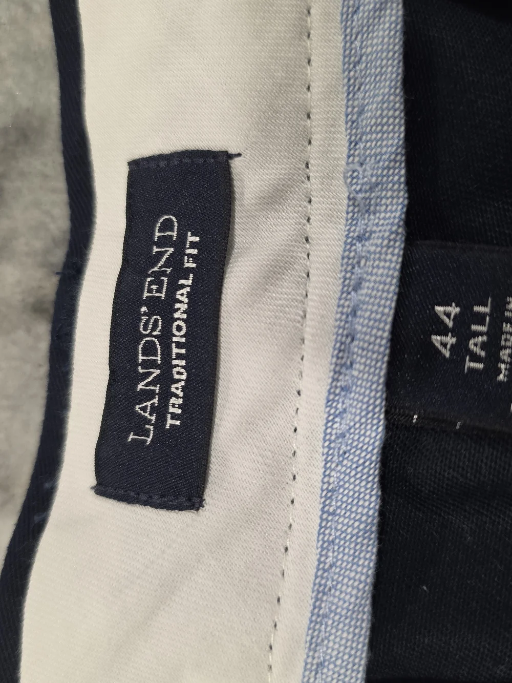 44x29 Men's Land's End Casual Pants Khaki Chino Dark Blue 100% Cotton